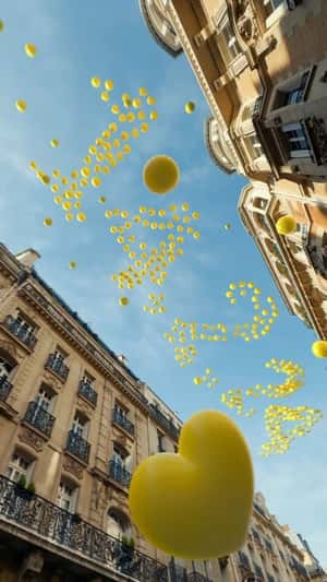 Giant yellow balloons in fake-out-of-home ad for Nissan