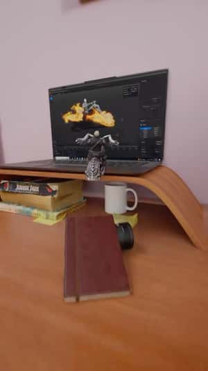 Ghost Rider Emerges From Phone Screen in a fake-out-of-home ad of Lenovo