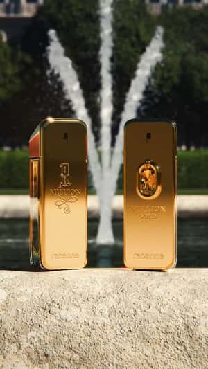 Gold Coin Rolls Up from Fountain in a fake-out-of-home of Rabanne