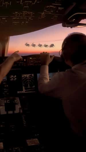Santa sleigh in the sky fake-out-of-home ad of Qatar Airways