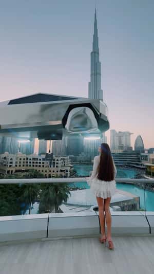 Flying Futuristic Food Delivery Car in a fake-out-of-home ad of Amaya