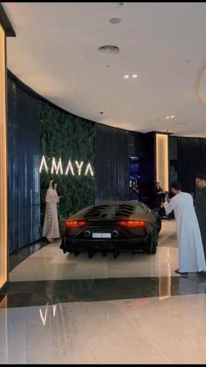 Sports Car Drifting Inside Dubai Mall in a fake-out-of-home ad of Amaya
