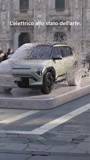 Dissolving Marble Monument Reveals SUV in a fake-out-of-home ad of Kia