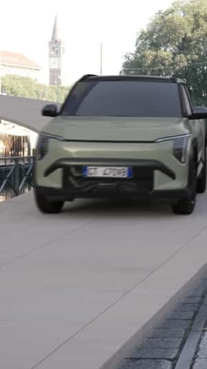 Kia SUV Crossing Canal on Extending Bridge in a fake-out-of-home ad of Kia