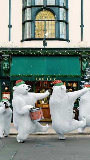 Polar Bear Marching Band in a fake-out-of-home ad of The Ivy Collection