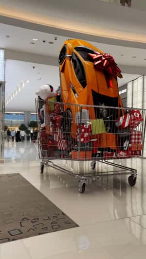 Revuelto holiday gift card fake-out-of-home ad for Lamborghini