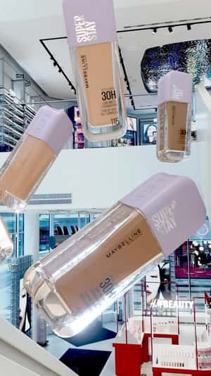 Foundations Floating Inside the Store in a fake-out-of-home ad of H&M Beauty