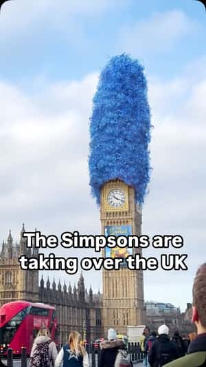 Big Ben Wears a Purple Hair in a fake-out-of-home ad of Disney Plus