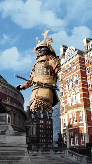 Giant Samurai Spotted in London in a fake-out-of-home ad of Disney Plus