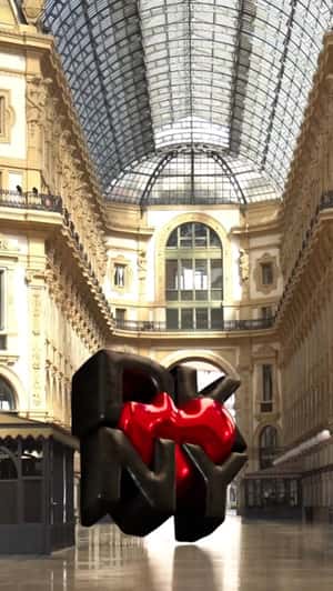 Heart Balloon Transforms at Shopping Center in a fake-out-of-home ad of DKNY