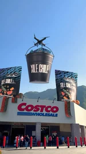 Candy Bucket Drone Delivery in a fake-out-of-home ad of XILE.CHILE