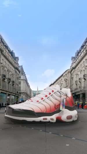 Sneaker Displayed in the Street in a fake-out-of-home ad of Foot Locker