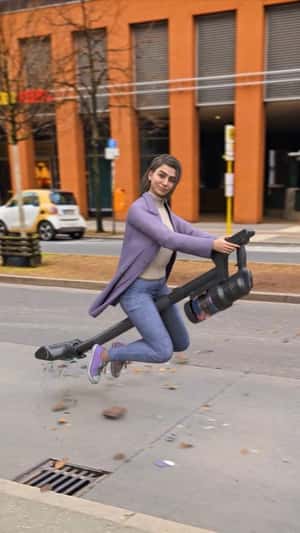 Bespoke Jet AI cleaning in Potsdamer Platz in fake-out-of-home ad of Samsung