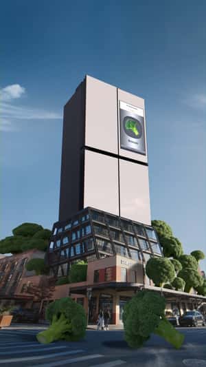 Bespoke Refrigerator at Samsung 837 in fake-out-of-home ad of Samsung