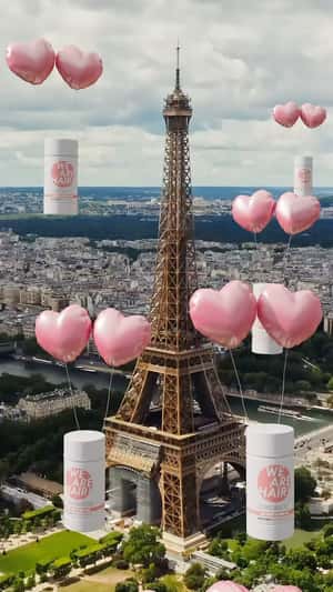 Styling Wax Float with Heart Balloons in a fake-out-of-home ad of We are hair