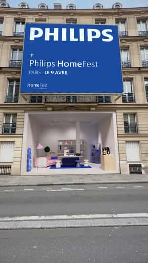 Rotating Showroom at Entrance Door in a fake-out-of-home ad of Philips