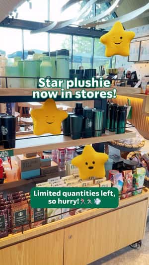 Star Plushies Spotted Inside the Store in a fake-out-of-home ad of Starbucks