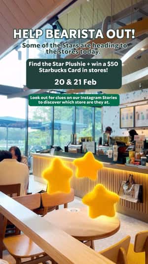 Glowing Plushie Stars Bouncing in a fake-out-of-home ad of Starbucks