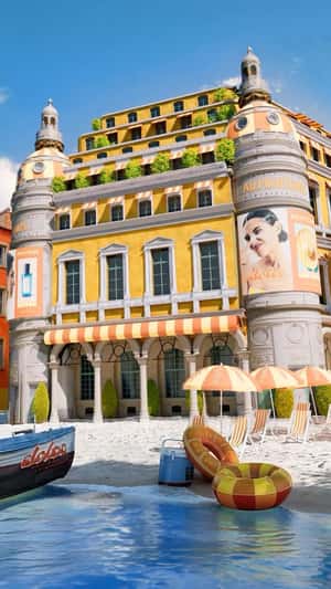 Department Store Resort Transformation in a fake-out-of-home ad of Printemps