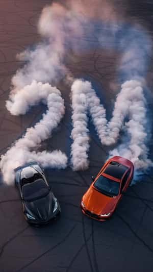 Tire Smoke From Cars Forming 2M in a fake-out-of-home ad of YoungLA