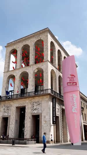Red Peppers Turned Lip Balloons in a fake-out-of-home ad of Deborah Milano