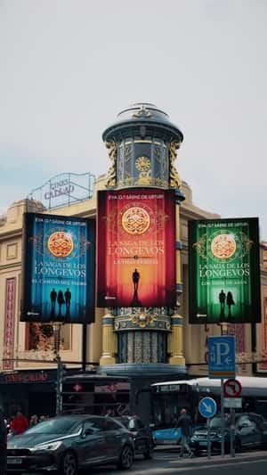 Books Emerges at Theater Façade in a fake-out-of-home ad of Editorial Planeta