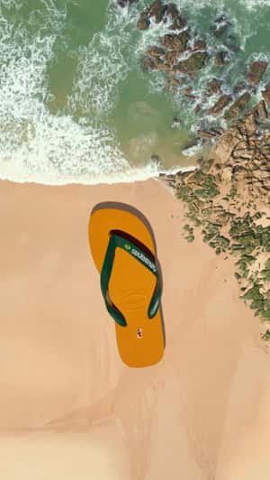 Man Sunbathing Above Sandal in a fake-out-of-home ad of Havaianas