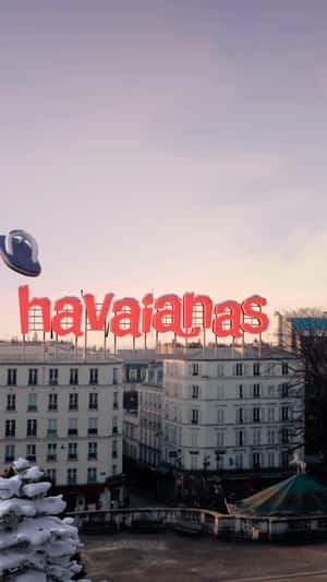 Sandal Sliding on Ski Slope in a fake-out-of-home ad of Havaianas