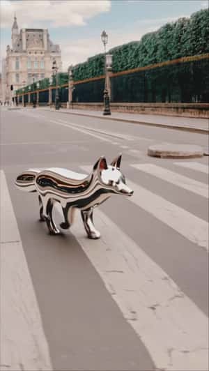 Metal Fox Roaming in Paris in a fake-out-of-home ad of Maison Kitsuné