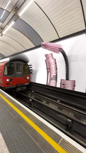 Giant Lashes and Mascara in fake-out-of-home ad of Maybelline New York