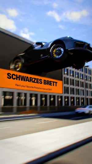 Car Jumps from the Digital Screen in a fake-out-of-home ad of SIXT