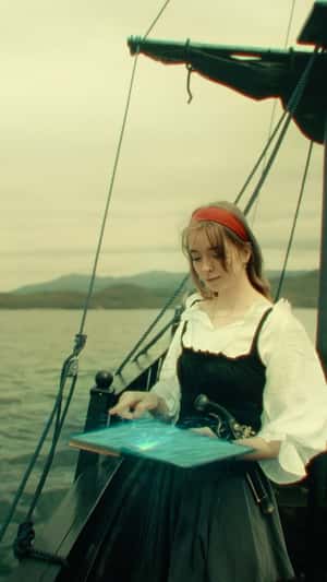 Woman Escaping From Pirates in a fake-out-of-home ad of PUB G Mobile