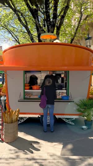 Cast Iron Casserole on Trailer in a fake-out-of-home ad of Le Creuset