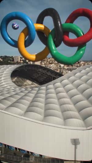 Olympics Logo Inflates at Stadium in a fake-out-of-home ad of MARSEILLE