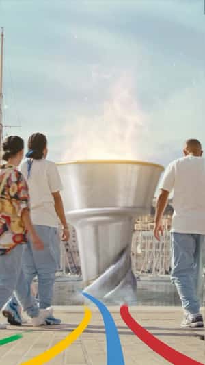 Olympics Torch Emerges at Marina in a fake-out-of-home ad of MARSEILLE