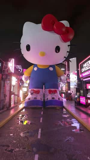 Hello Kitty Wearing Clogs in a fake-out-of-home ad of Crocs