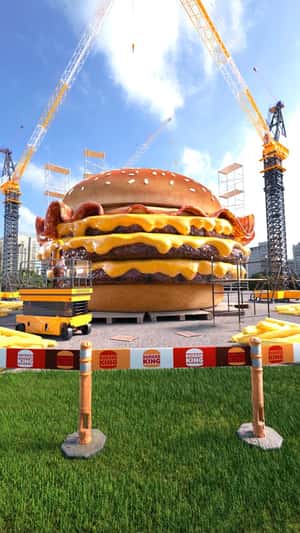 Burger Construction Site at Park in a fake-out-of-home ad of Burger King