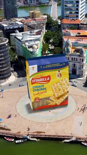 Cracker Pack Unveiled at Plaza in a fake-out-of-home ad of Vitarella