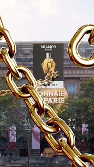 Million Gold billboard at Monnaie de Paris in fake-out-of-home ad of Rabanne