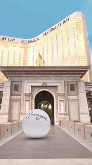 Golf Ball Rolls at Resort Entrance in a fake-out-of-home ad of Swingers