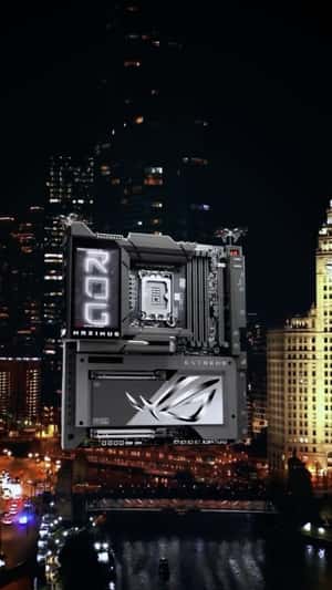 PC Hardwares Carried by Drones in a fake-out-of-home ad of ROG