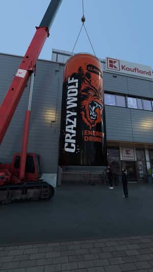 Energy Drink in Can Releases Electricity in a fake-out-of-home ad of Kaufland