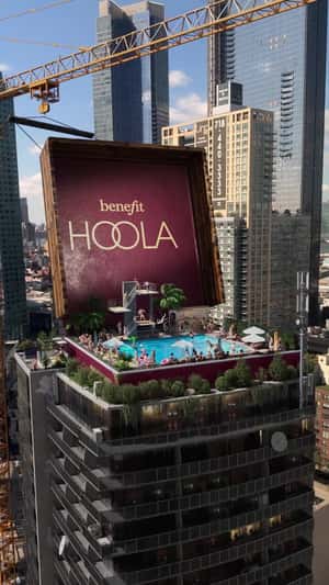 Crane Uncovers Elevated Pool in a fake-out-of-home ad of Benefit
