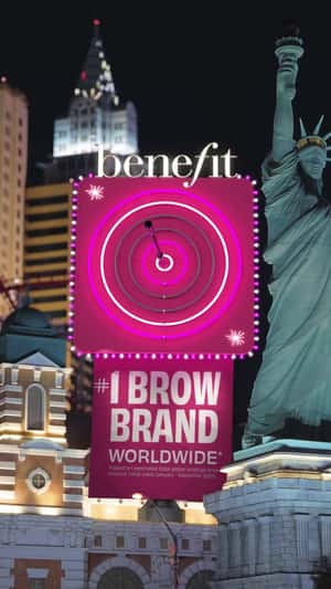 Brow Pencil Hitting Bullseye Target in a fake-out-of-home ad of Benefit
