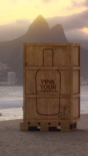 Crate Opens Revealing Liquor Bottle in a fake-out-of-home ad of Ballena