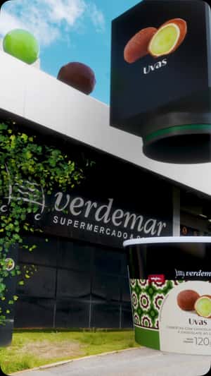 Chocolate Machine Coat Grapes in a fake-out-of-home ad of Verdemar