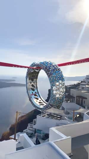 Ring Glides on Red Lace in a fake-out-of-home ad of Anna Maria Mazaraki