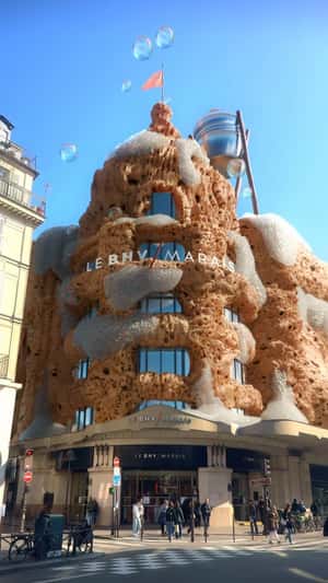 Sponge-like Texture Mall Expands in a fake-out-of-home ad of BHV