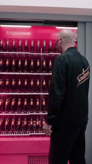 Soft Drinks Fridge on Elevator in a fake-out-of-home ad of Schweppes