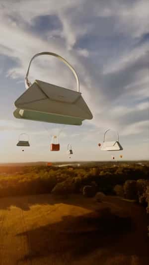 Hand Bag Hot Air Balloons in a fake-out-of-home ad of Zivera